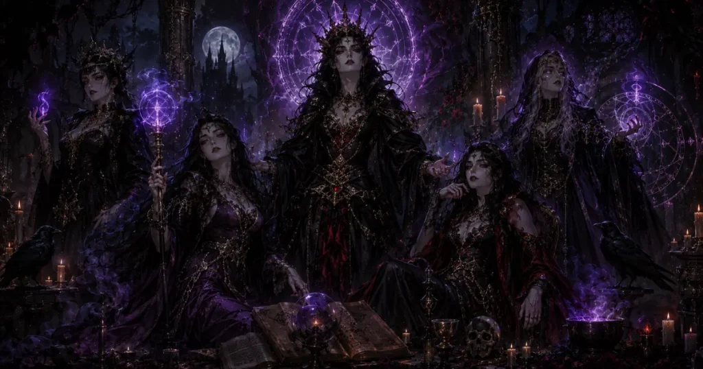 gothic female names — dark gothic witch and sorceress vampire characters with mystical power