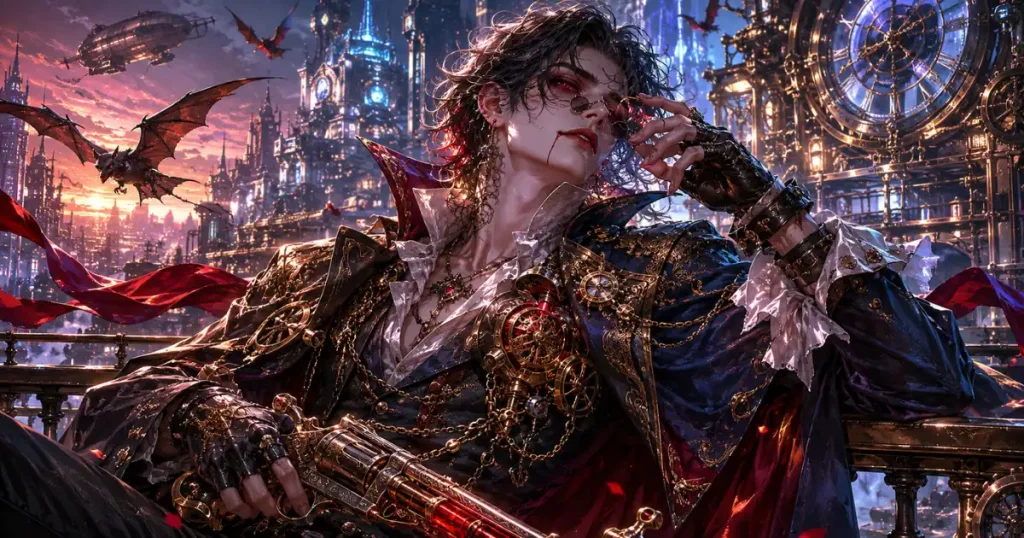 unique vampire names — steampunk futuristic unconventional vampire character artwork