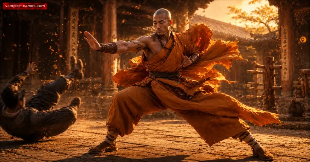 700+ Monk Names with Meanings 3 best monk names โ martial arts monk combat courtyard golden hour fantasy art