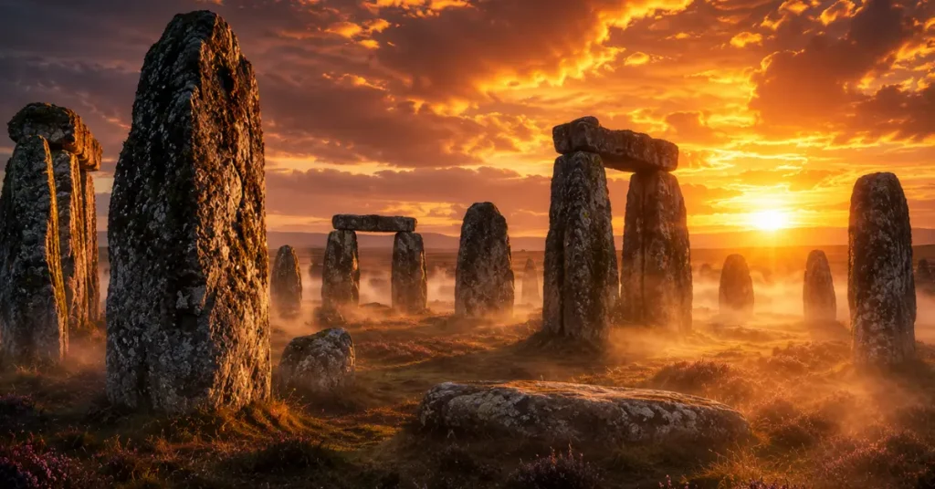 700+ DRUID NAMES 7 Celtic druid names — ancient stone circle at sunset with mist