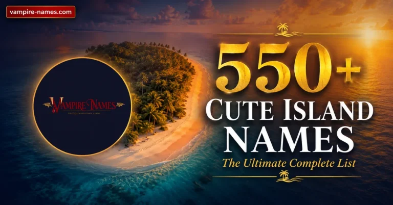 550+ cute island names — featured image with tropical island background