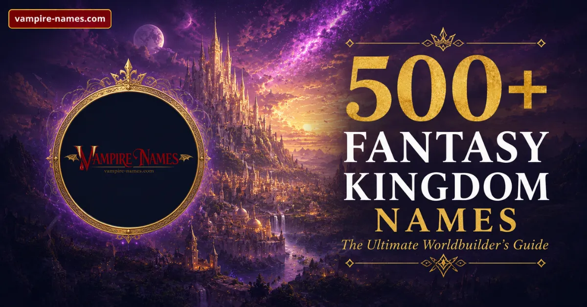 500+ fantasy kingdom names — featured image with epic magical kingdom background