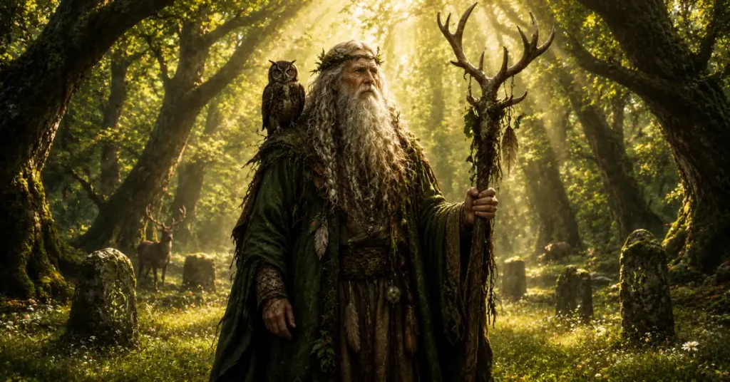 700+ DRUID NAMES 3 male druid names — wise elder druid in forest clearing