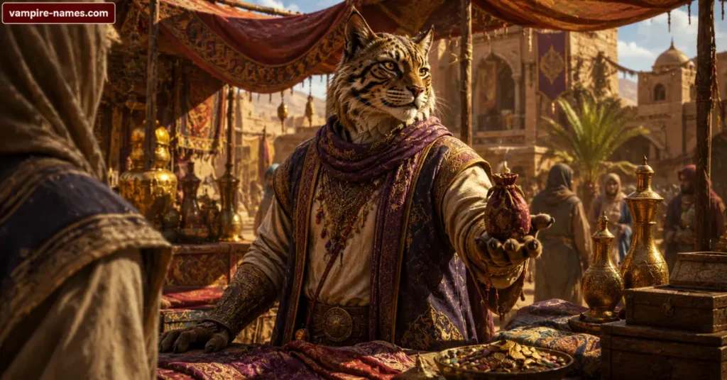 male Khajiit names — male Khajiit merchant in Elsweyr trading post