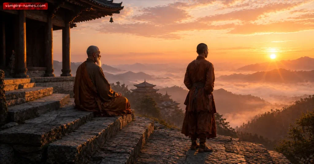 700+ Monk Names with Meanings 5 monk names conclusion โ monk teacher student sunrise temple steps