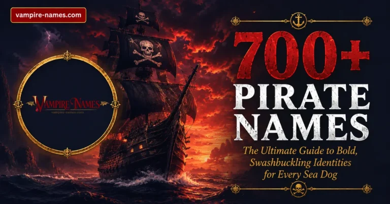 700+ pirate names — featured image with epic pirate ship ocean background