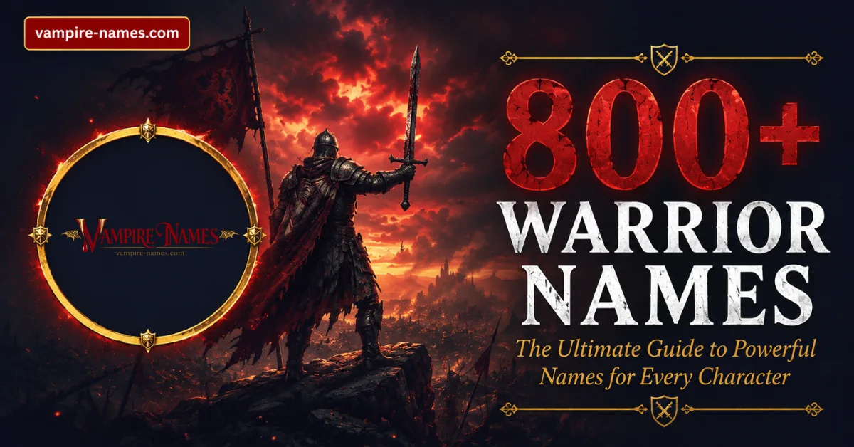 800+ warrior names — featured image with epic warrior battle background