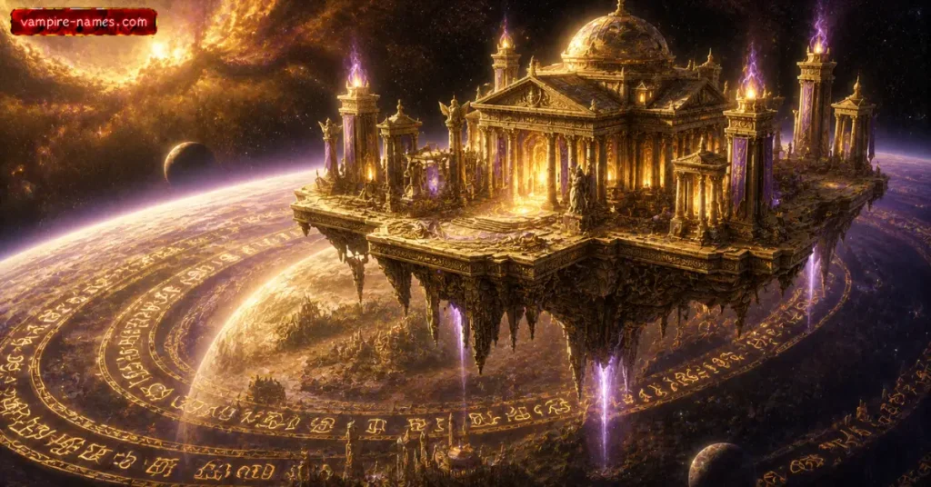 700+ Planet Name Ideas 4 mythology inspired planet names โ ancient temple orbital ring world golden light fantasy sci-fi art