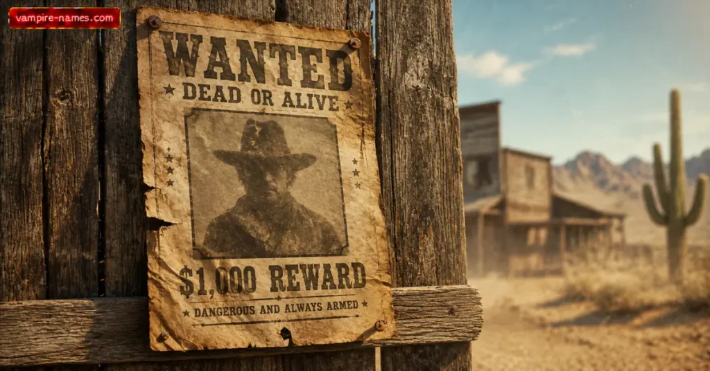 700+ OUTLAW NAMES 2 700+ outlaw names โ wanted poster on sun-bleached fence in the Wild West