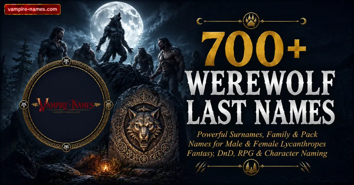 700+ Werewolf Last Names 1 700+ werewolf last names โ powerful surnames family and pack names for male and female lycanthropes fantasy DnD featured image